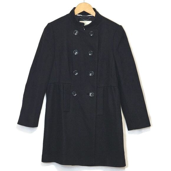 Banana Republic Wool Black Coat Double Breasted Princess Cut Mid Length Size PL - Picture 7 of 16